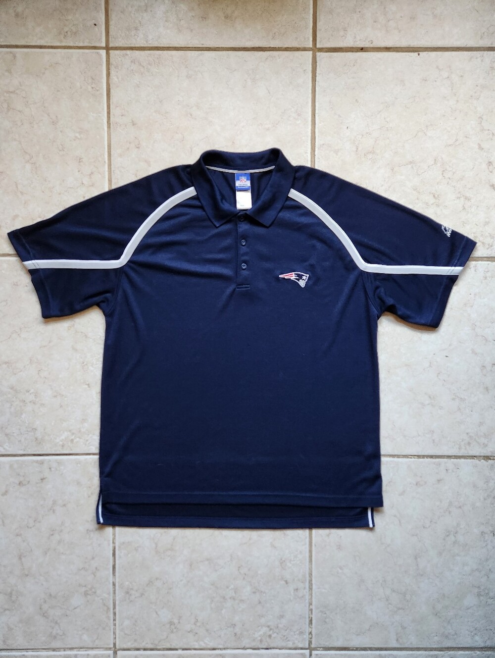 Vintage Reebok NFL New England Patriots Polo Shirt XL Navy Blue Performance